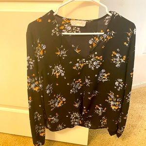 Pink Republic Blouse|Black with Flowers|Size Large| Lightly Worn